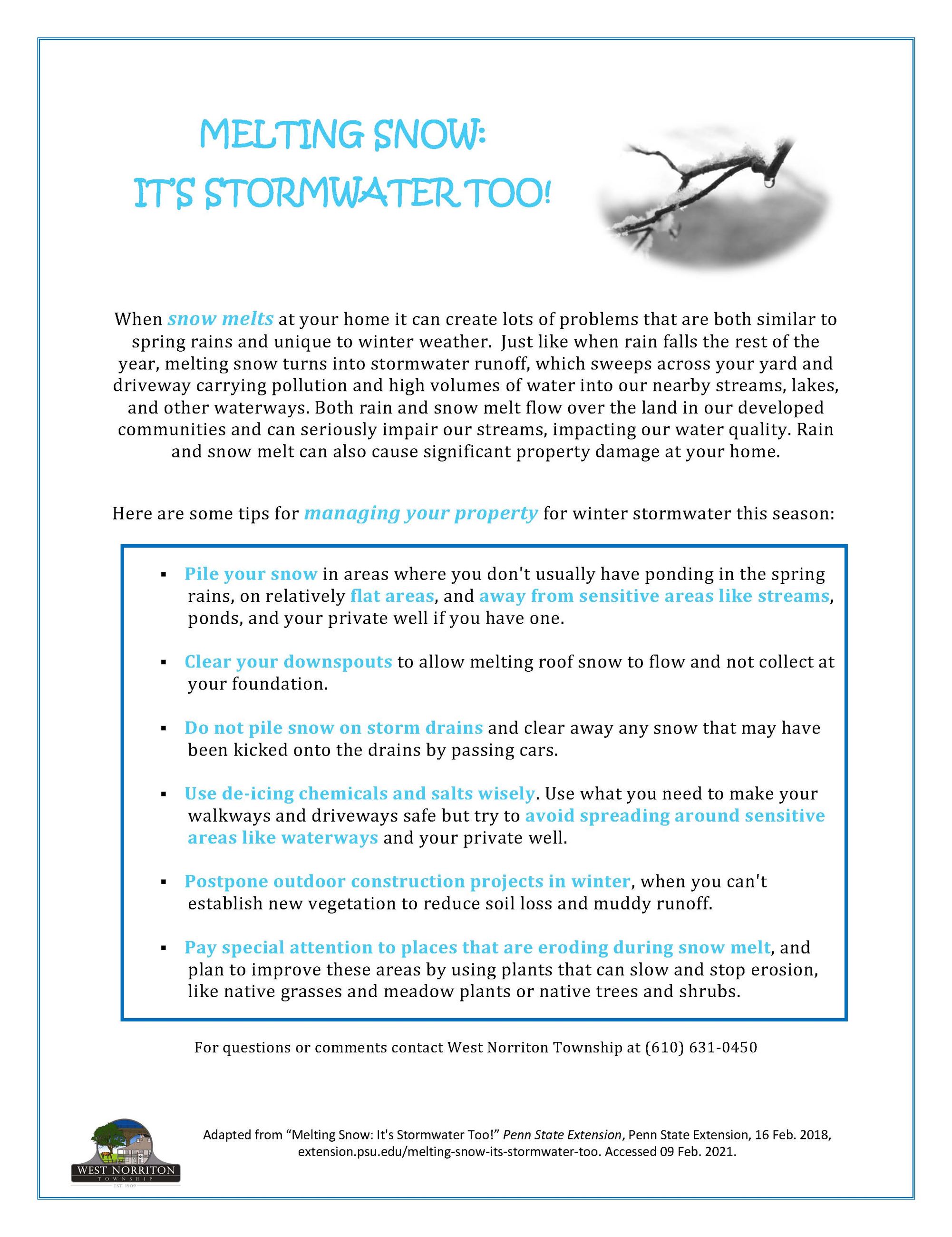 Melting Snow - Its Stormwater Too! WNR